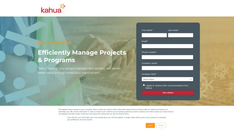 Homepage of Kahua