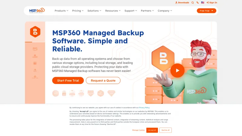 Homepage of MSP360 Managed Backup