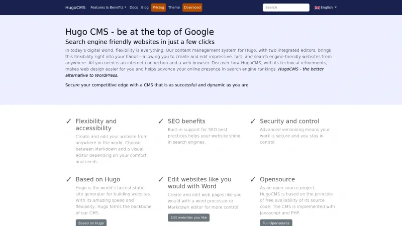 Homepage of HugoCMS