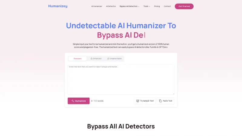 Homepage of Humanizey