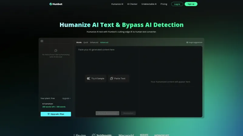 Homepage of Humbot