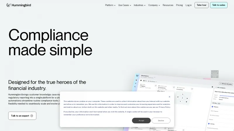 Homepage of Hummingbird