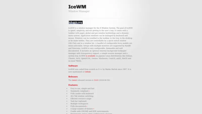 Homepage of IceWM