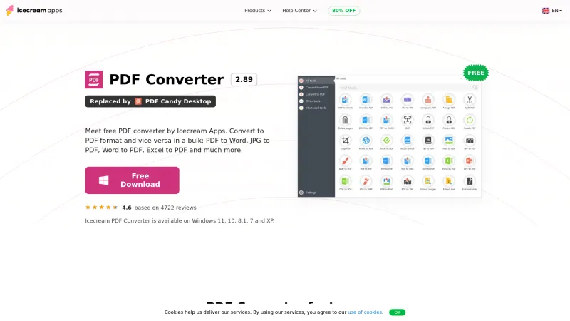 Homepage of Icecream PDF Converter