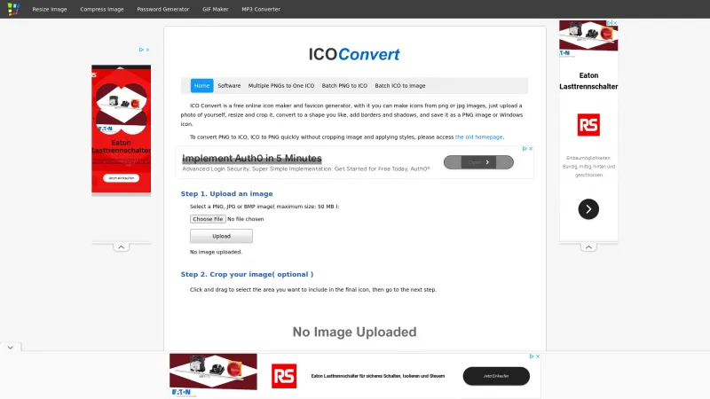 Homepage of ICO Convert