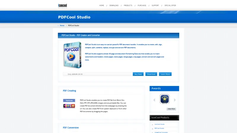 Homepage of PDFCool Studio