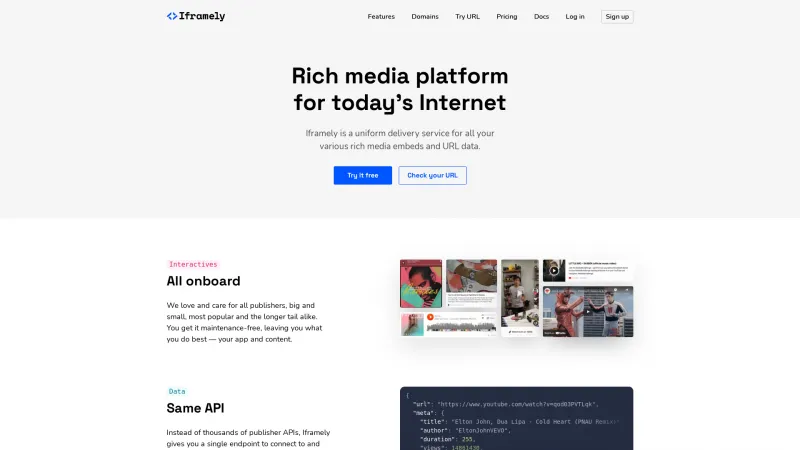 Homepage of Iframely