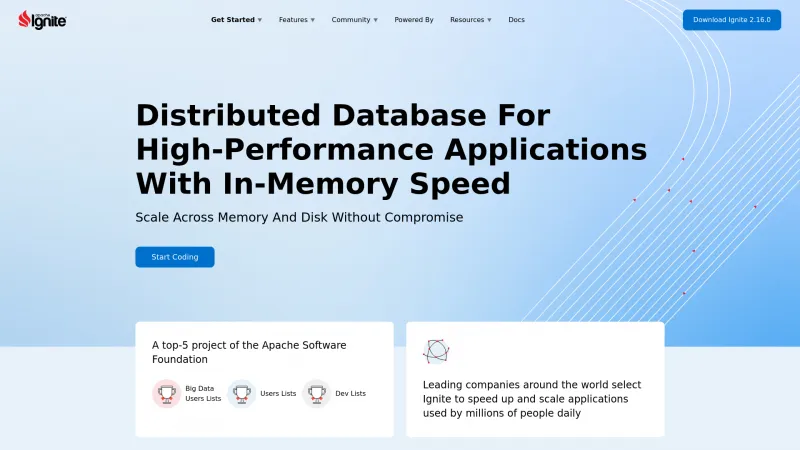 Homepage of Apache Ignite