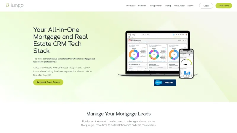 Homepage of Jungo Mortgage CRM