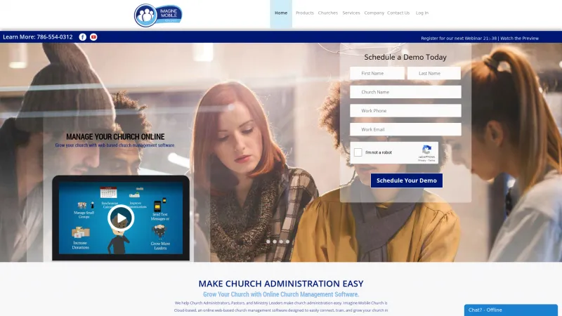 Homepage of Imagine Mobile Church