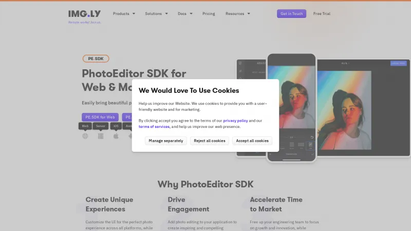 Homepage of PhotoEditor SDK