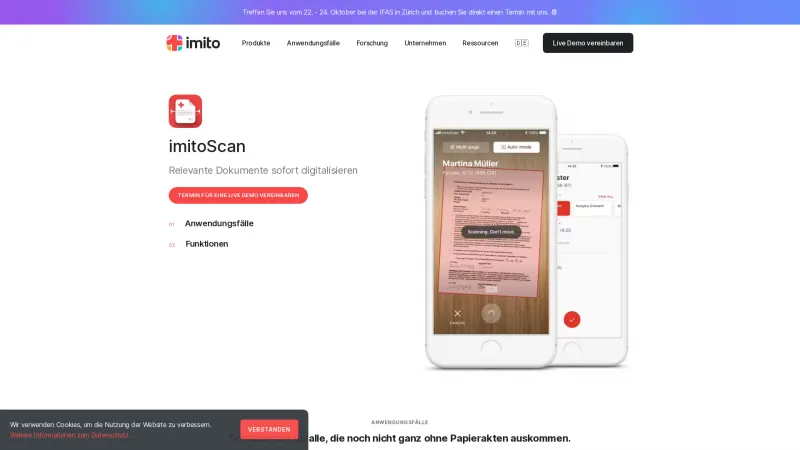 Homepage of ImitoScan