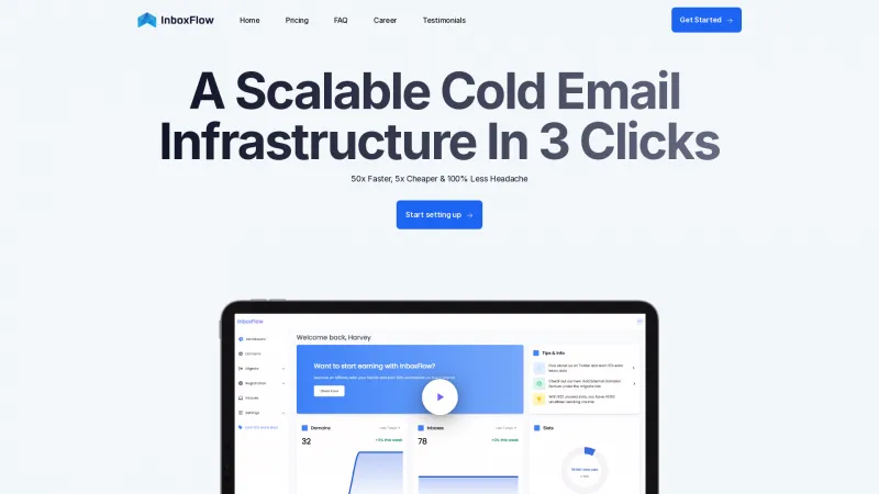 Homepage of InboxFlow