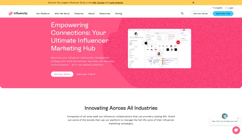 Homepage of Influencity