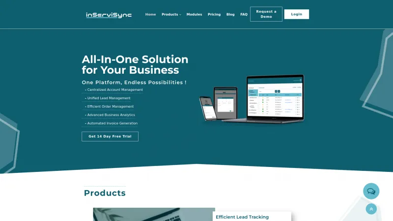 Homepage of InServiSync