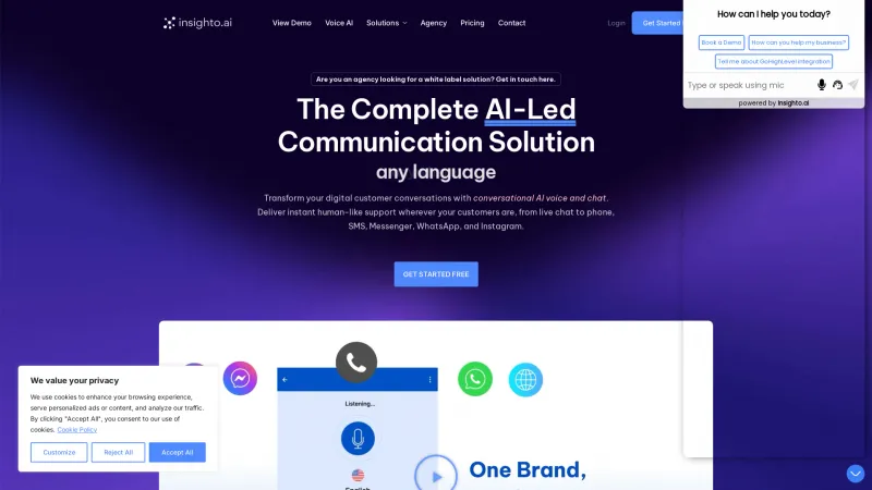 Homepage of Insighto.ai