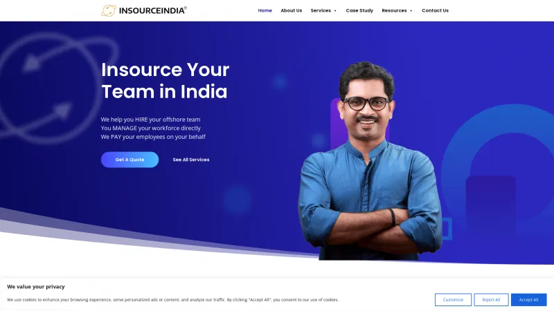 Homepage of InsourceIndia