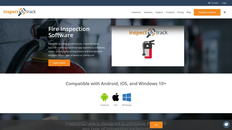 Homepage of InspectNTrack