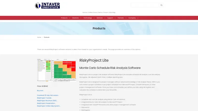 Homepage of RiskyProject Professional