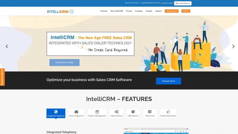 Homepage of IntelliCRM