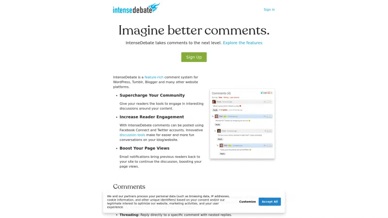 Homepage of IntenseDebate