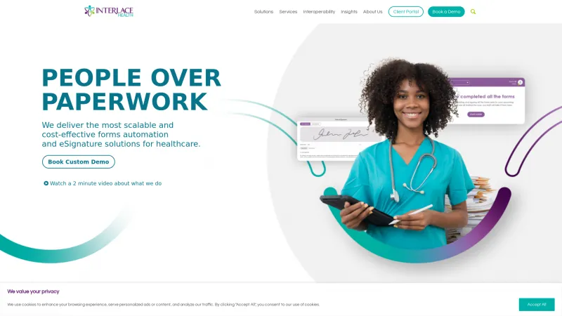 Homepage of Interlace Health