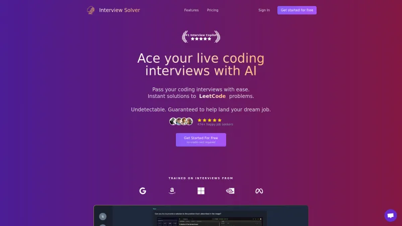 Homepage of Interview Solver