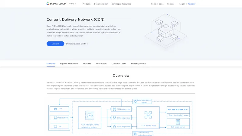 Homepage of Baidu AI Cloud CDN
