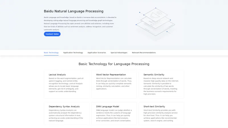 Homepage of Baidu Natural Language Processing