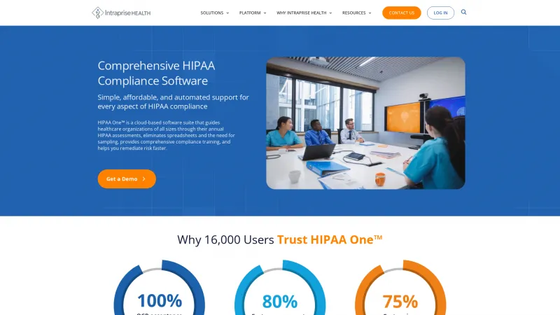 Homepage of HIPAA One