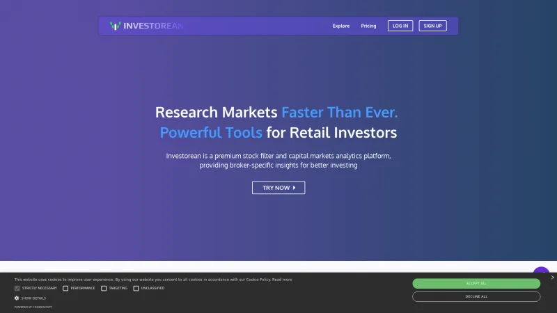 Homepage of Investorean