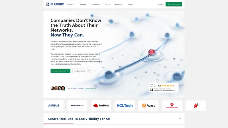 Homepage of IP Fabric