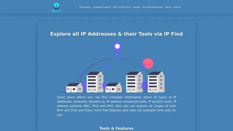 Homepage of IPfind.io