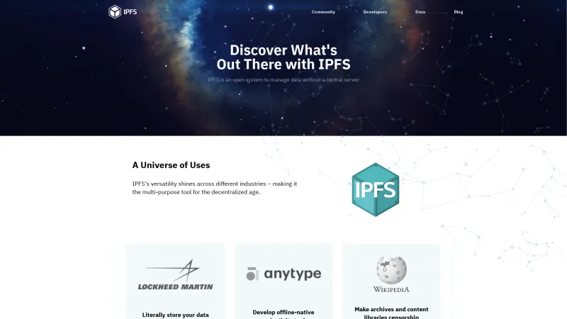 Homepage of IPFS