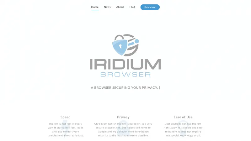 Homepage of Iridium Browser