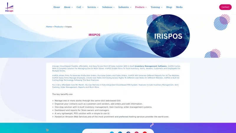 Homepage of IrisPOS