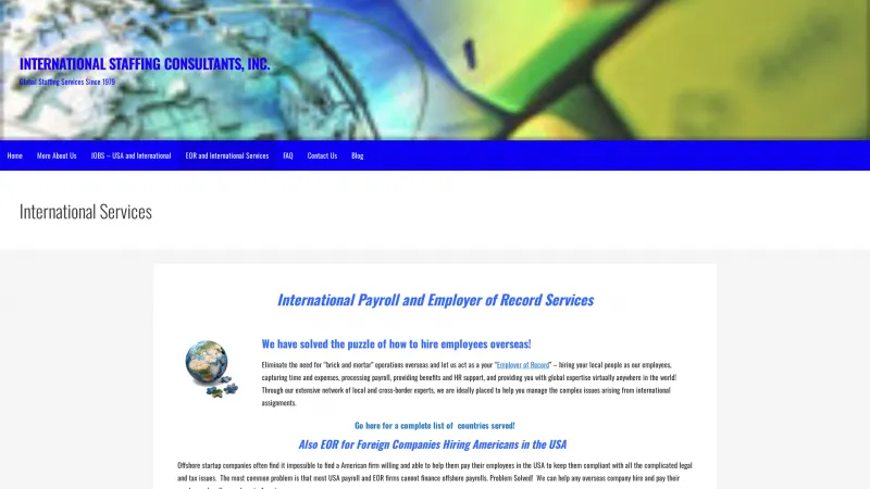 Homepage of International Staffing Consultants