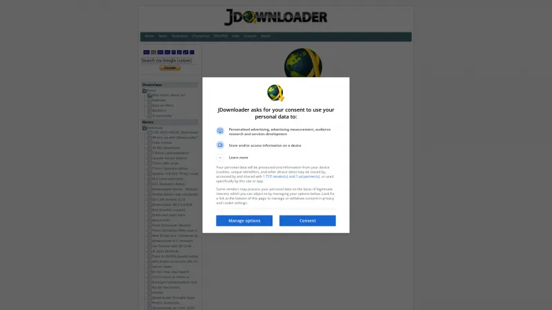 Homepage of JDownloader