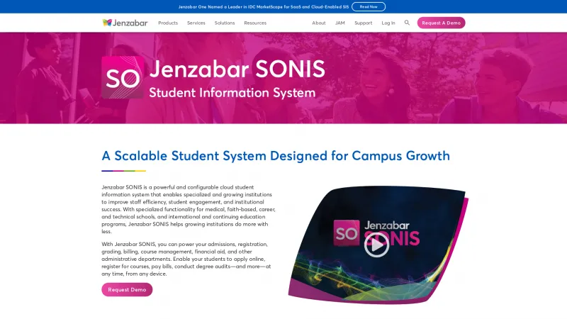 Homepage of Jenzabar SONIS