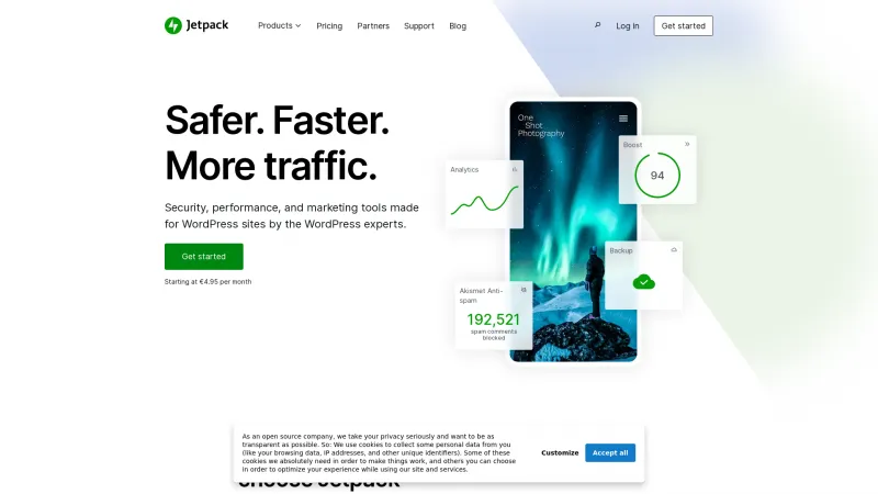 Homepage of Jetpack for Wordpress