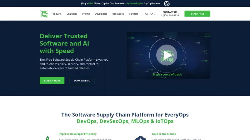 Homepage of JFrog Platform