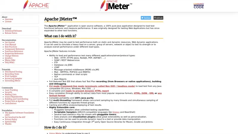 Homepage of JMeter