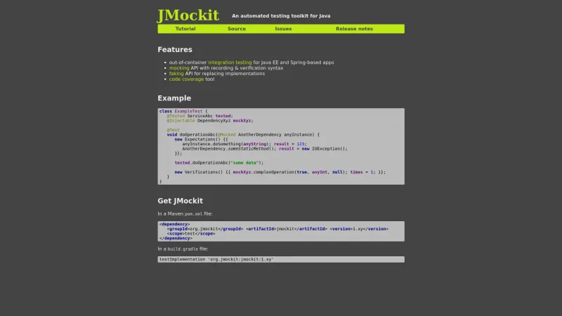 Homepage of JMockit