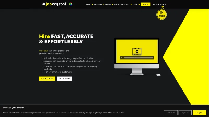 Homepage of Job Crystal