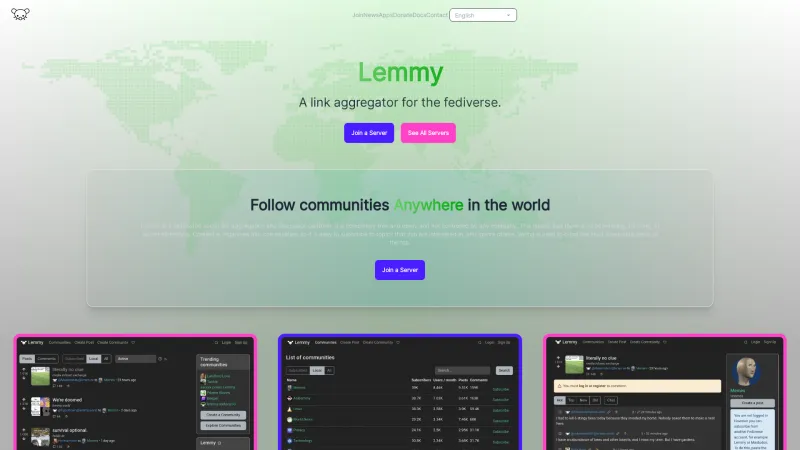 Homepage of Lemmy