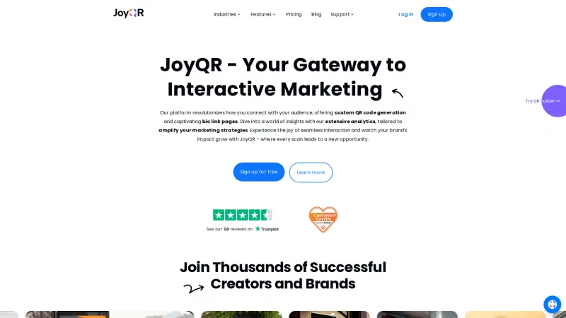 Homepage of JoyQR