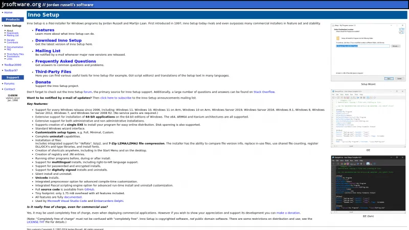 Homepage of Inno Setup
