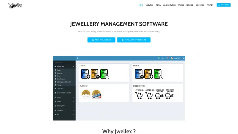 Homepage of Jwellex