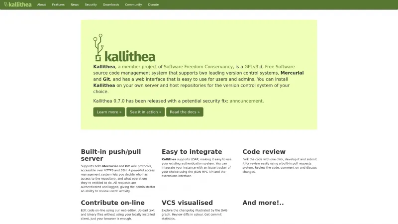 Homepage of Kallithea