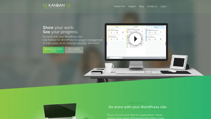 Homepage of Kanban for WordPress